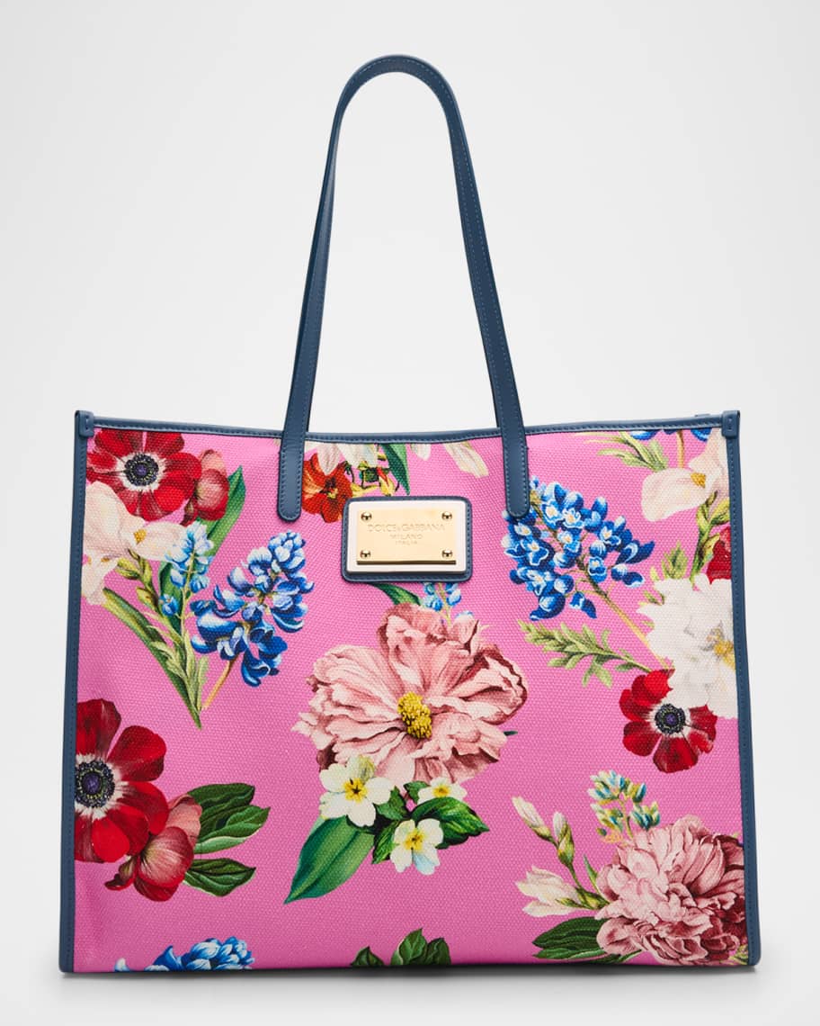 Dolce&Gabbana Floral Canvas Tote Bag | Neiman Marcus