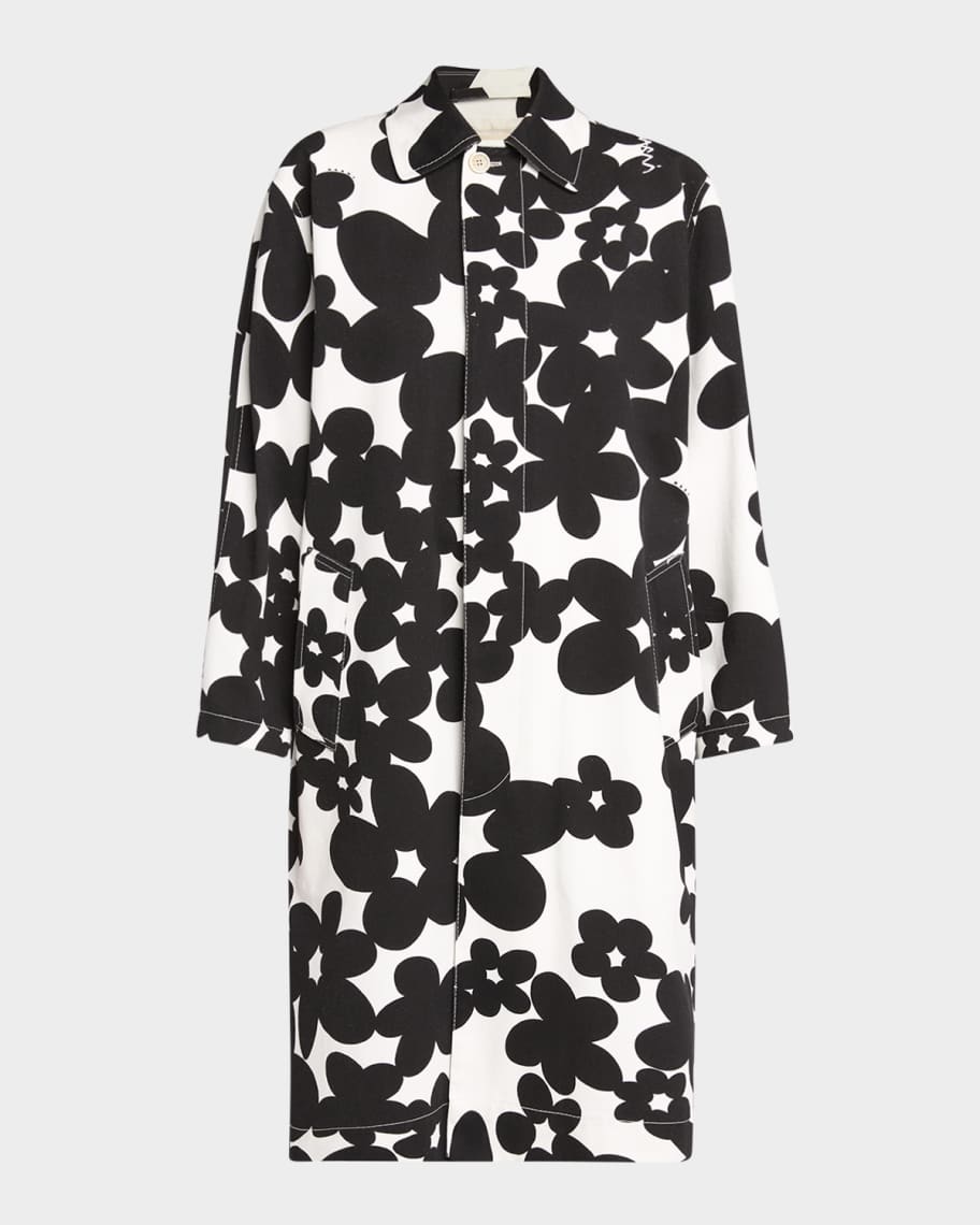 コート Marni Dustercoat Cotton duster coat with black and white Dillies print | Marni