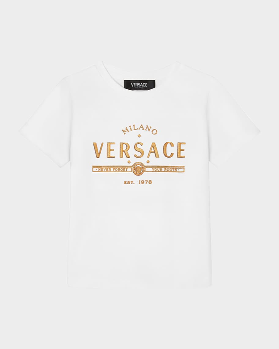 Tシャツ・カットソー ANAMNESIS PRINT LOGO T-SHIRT Versace Boy's Classic Logo-Print T-Shirt, Size 12M-4