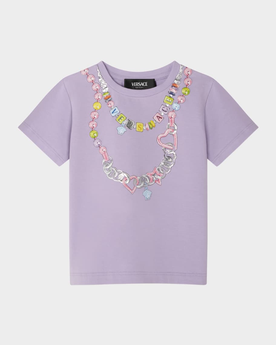Versace Girl's Logo-Print Necklace Graphic T-Shirt, Size 12M