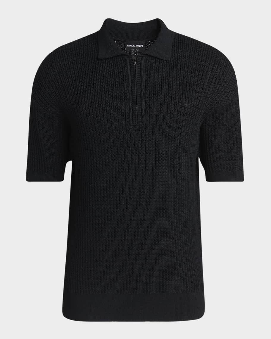 トップス Giorgio Armani long sleeve knit Giorgio Armani Wave-Print Long-Sleeve Metallic Silk Jersey