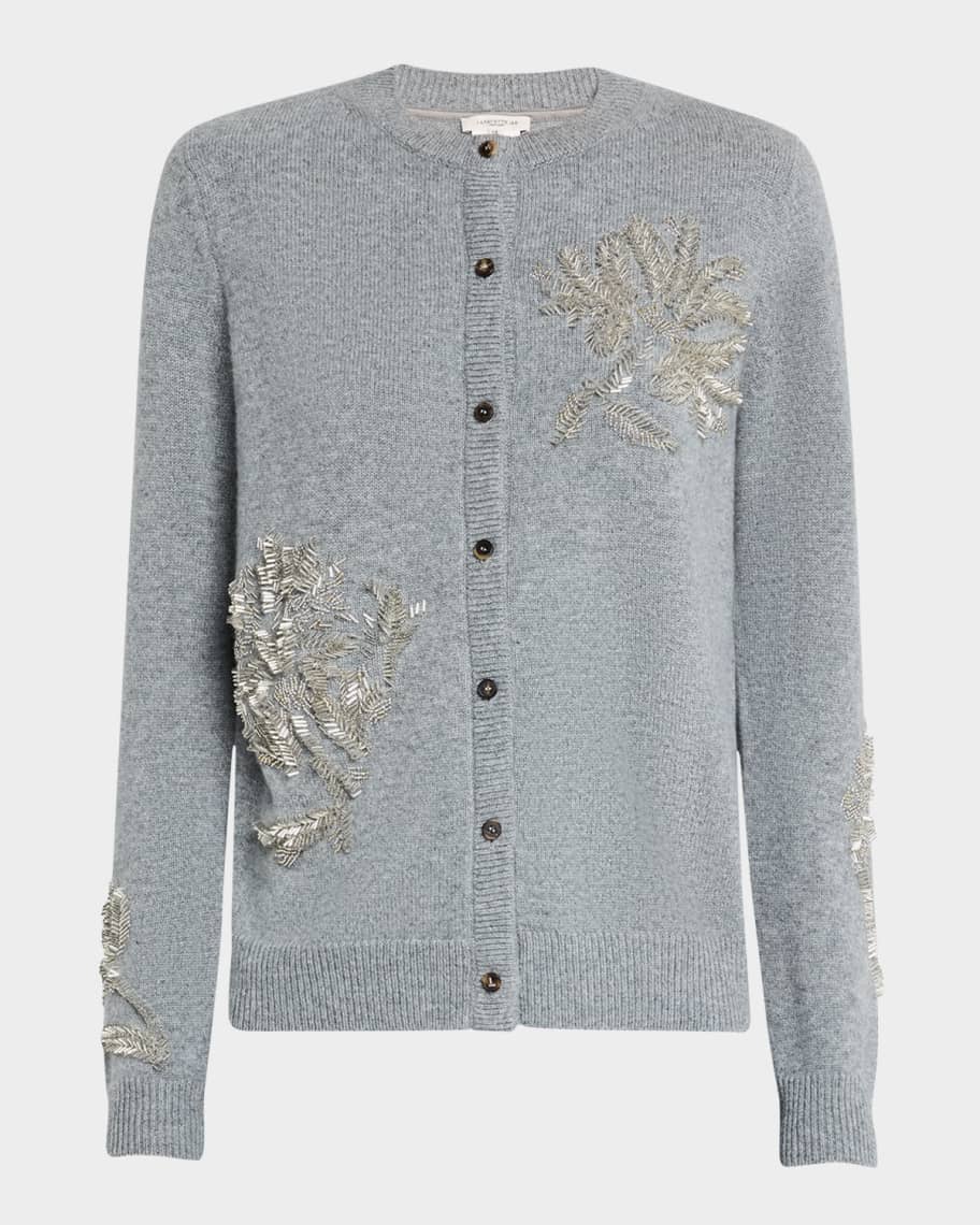 Lafayette 148 New York Floral Beaded Cashmere Cardigan Neiman Marcus