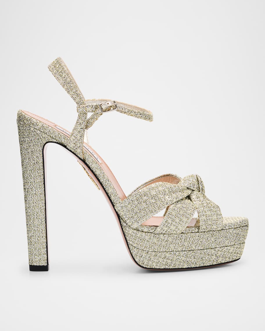 Aquazzura Honeycomb Nina Knot Platform Sandals | Neiman Marcus