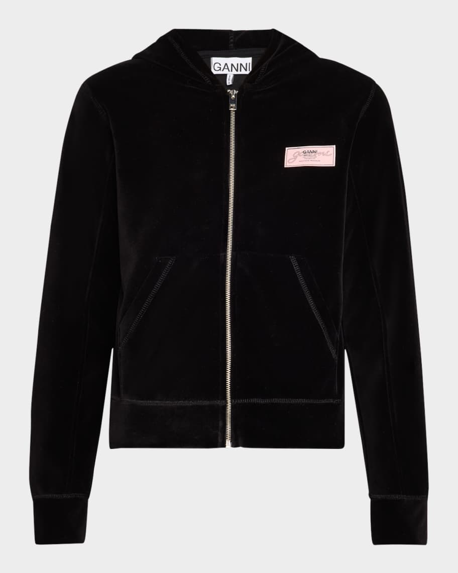 GANNI Women's Heavy Fleece Zip Hoodie in Paloma Melange GANNI