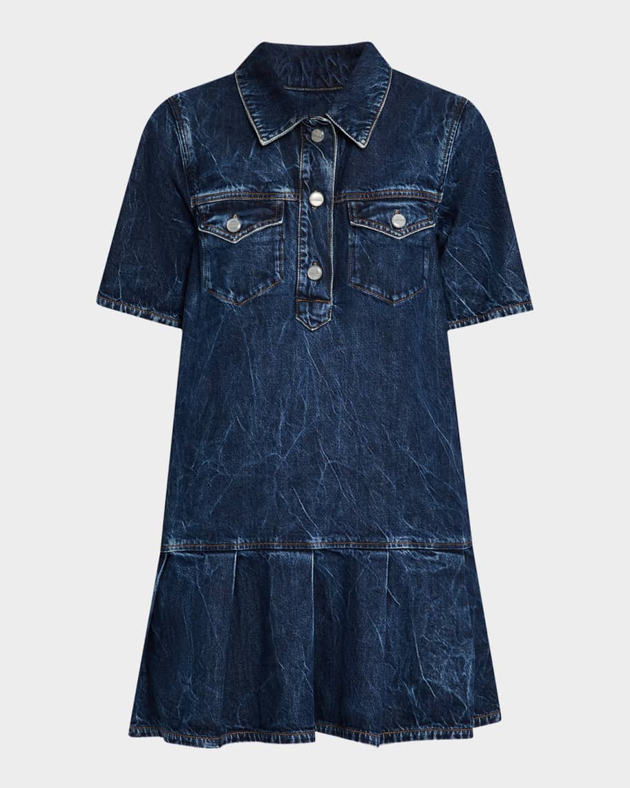 ワンピース Ganni EMBROIDERED DENIM DRESS Ganni Denim dress with embroidered hem and pockets | The