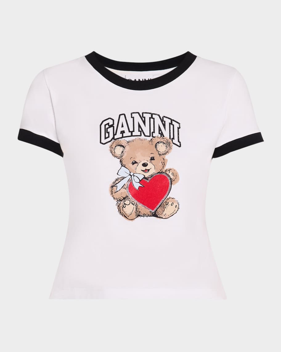 Ganni Basic Jersey Short-Sleeve Bear T-Shirt | Neiman Marcus
