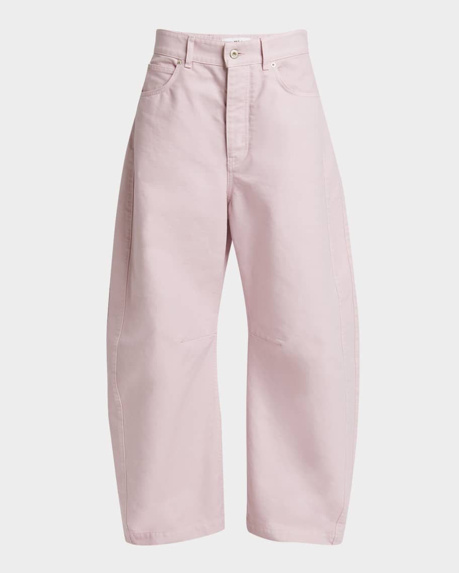Barrel Pleated Wide-Leg Ankle Trousers