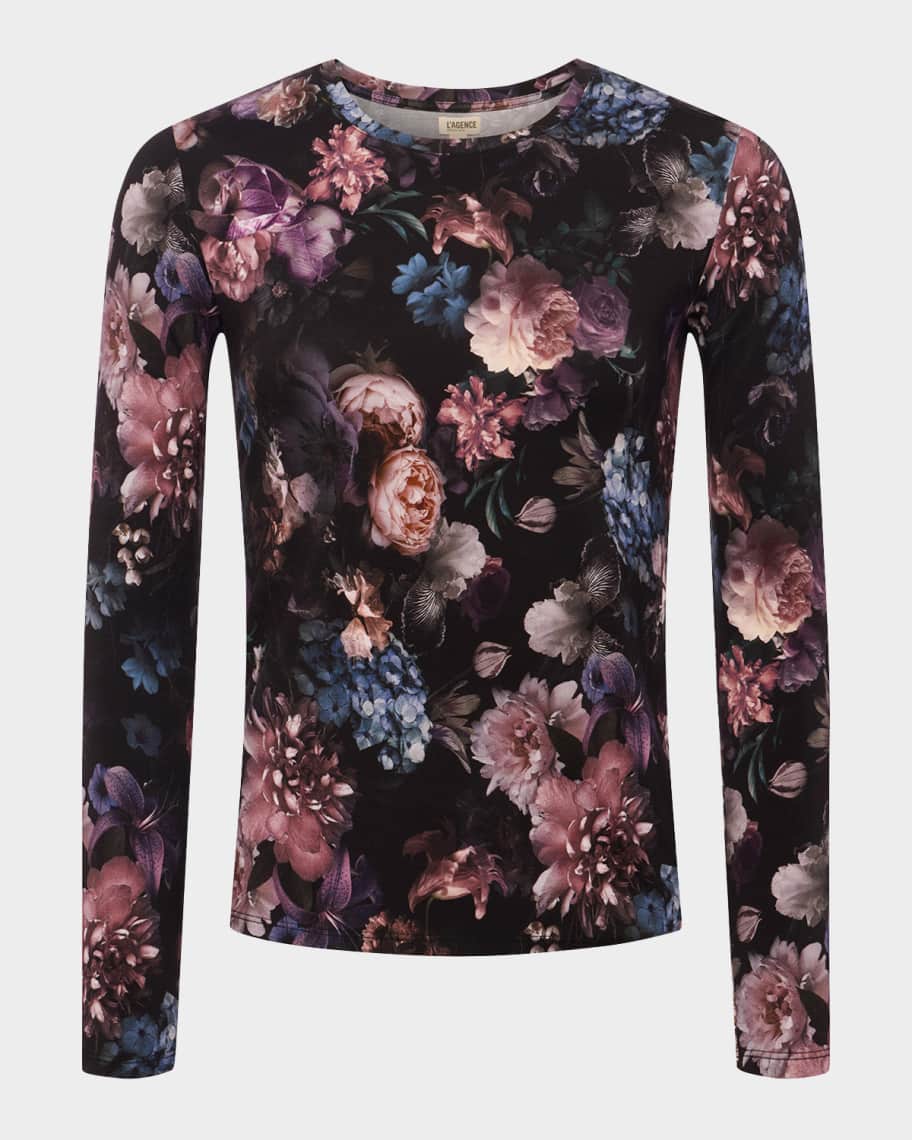 L'Agence Tess Long-Sleeve Vintage Flower Tee | Neiman Marcus