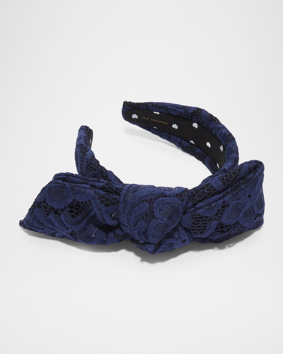 Lele Sadoughi Black Brocade Holly Headband Lele Sadoughi Pebble-Embellished Velvet Knotted Headband  main image 3