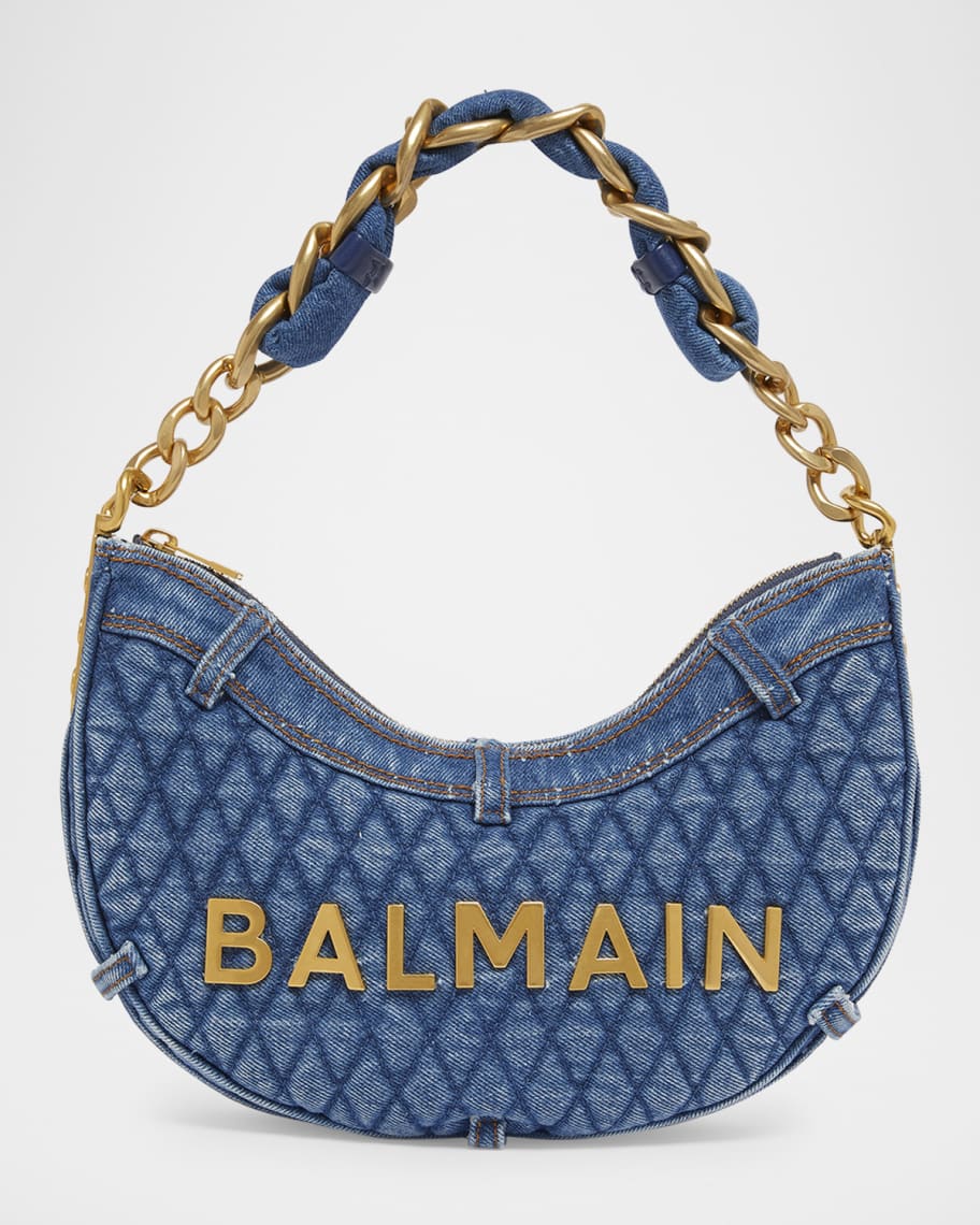 BALMAIN 1945 モノクラム ミティアム ショルタハック 【関税込】 1945 Soft mini bag with jacquard monogram black black