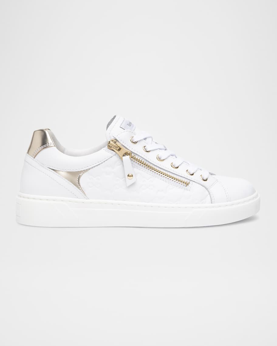 Leather Side Zip Low-Top Sneakers