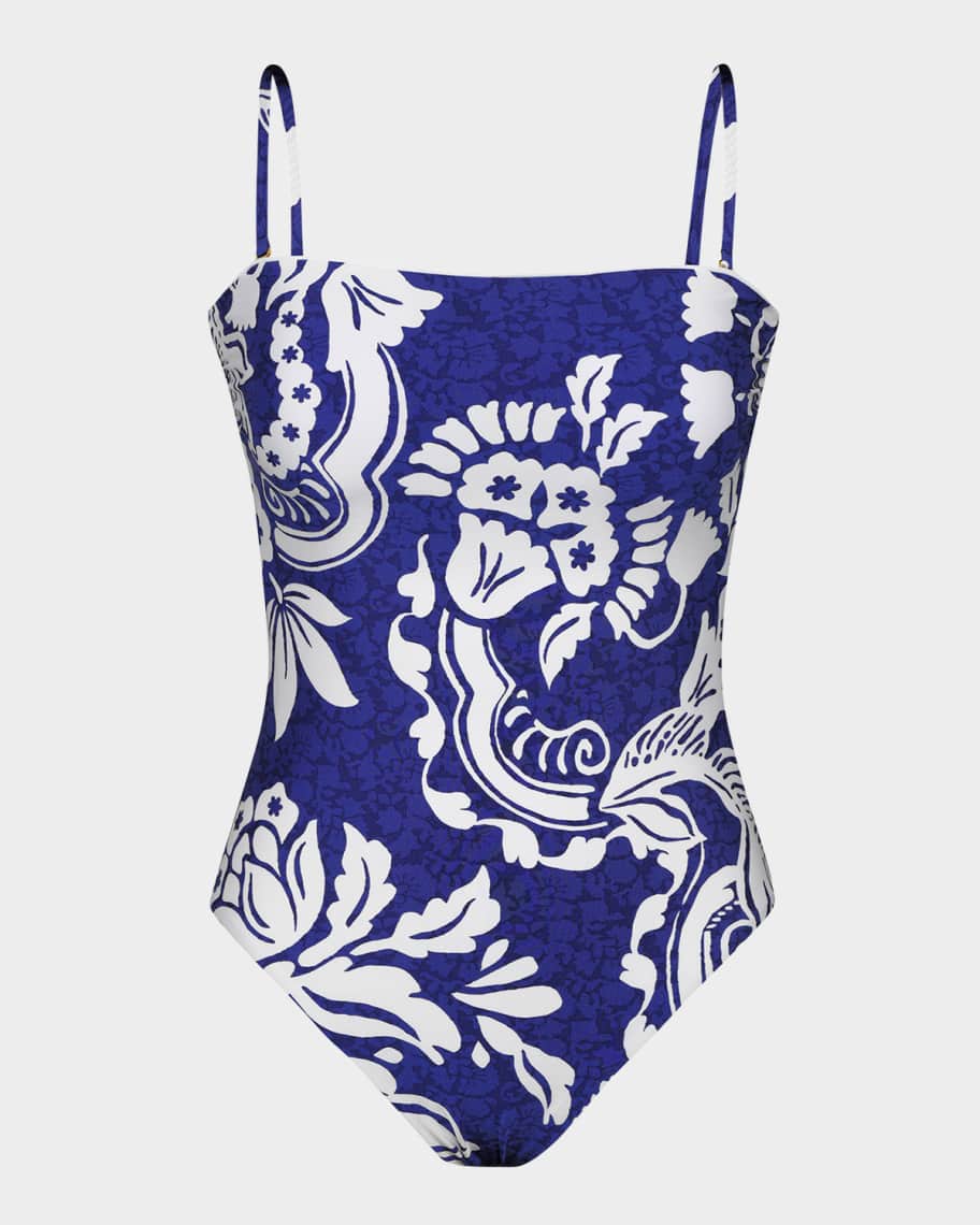 Elijah Flower Denim One Piece Swimsuit
