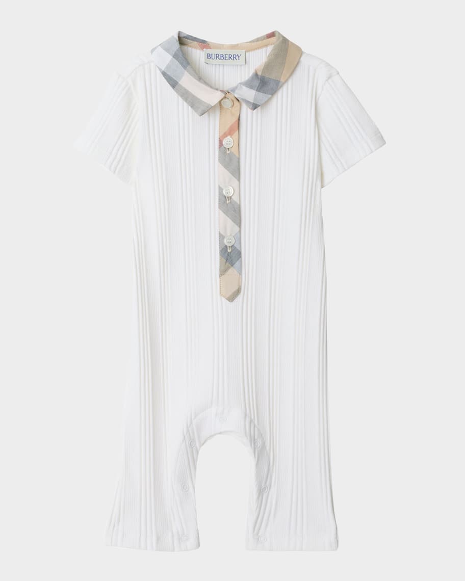 Burberry Boy's Jaxon Check Playsuit, Size 1M-18M | Neiman Marcus