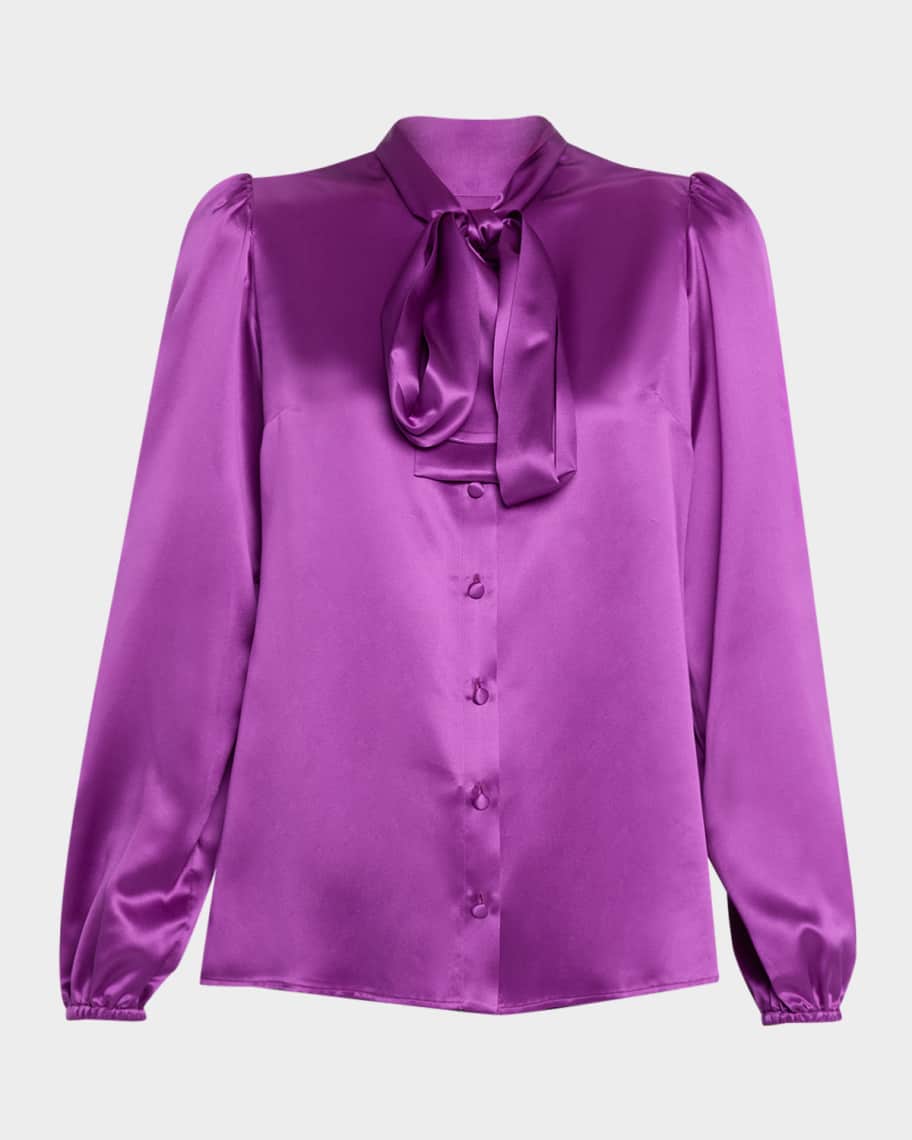 トップス maison de Dolce. classy ribbon blouse Cap Sleeve Blouse - Crepe de Chine - Positano – Midnight Oil