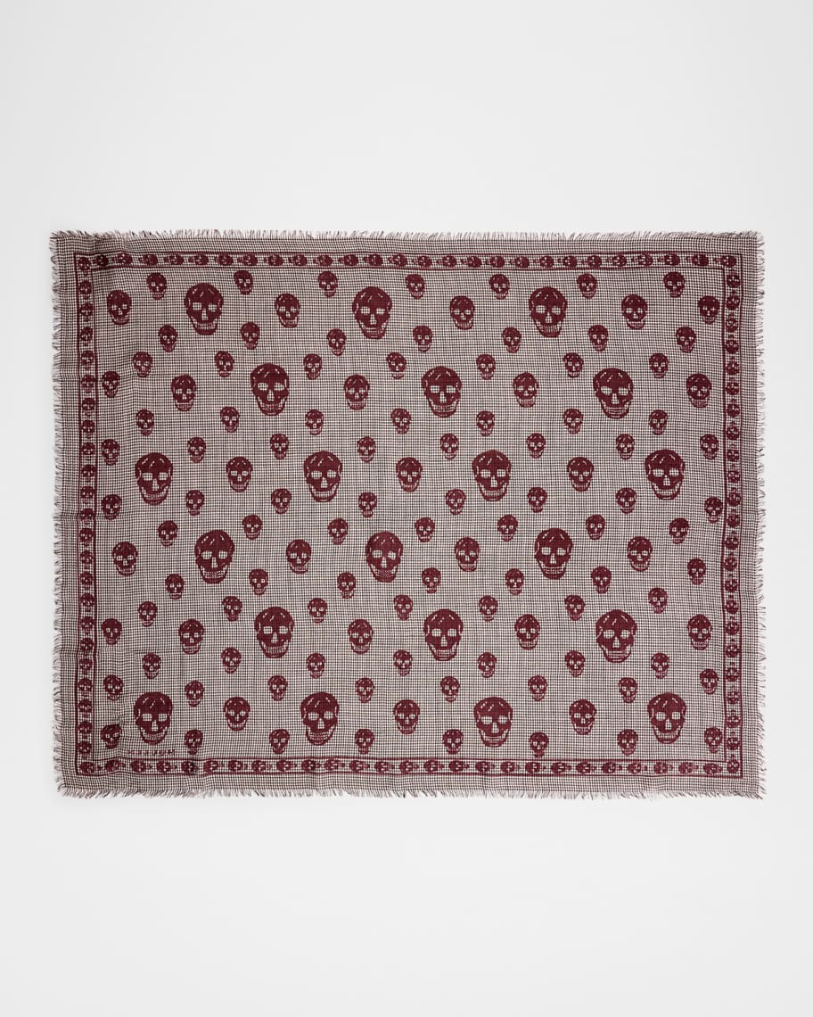 McQueen Men's Skull Houndstooth Scarf | Neiman Marcus