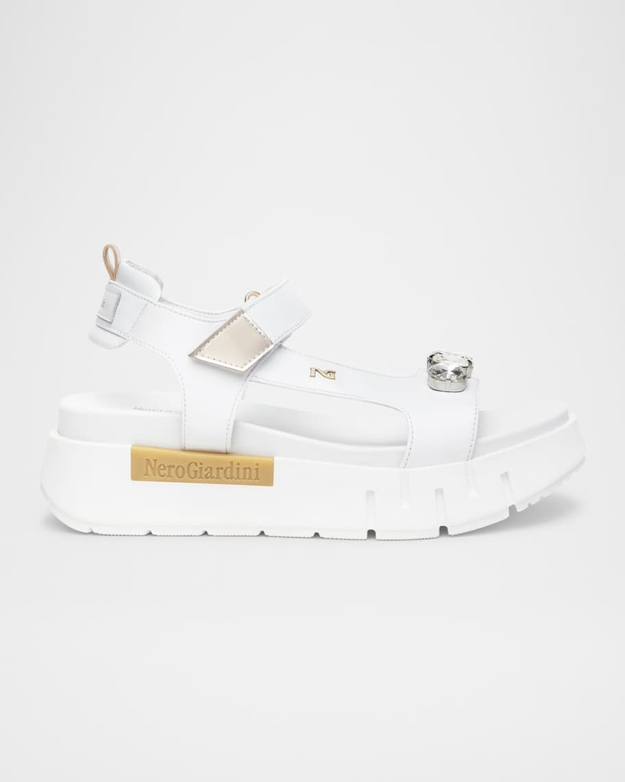 Stone Embellished Leather Sandals