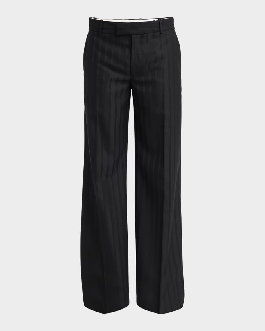 パンツ Mcqueen Tailored Black Pinstripe Pants With Ironed Pleats Alexander Mcqueen Mcqueen Tailored Black Pinstripe Pants