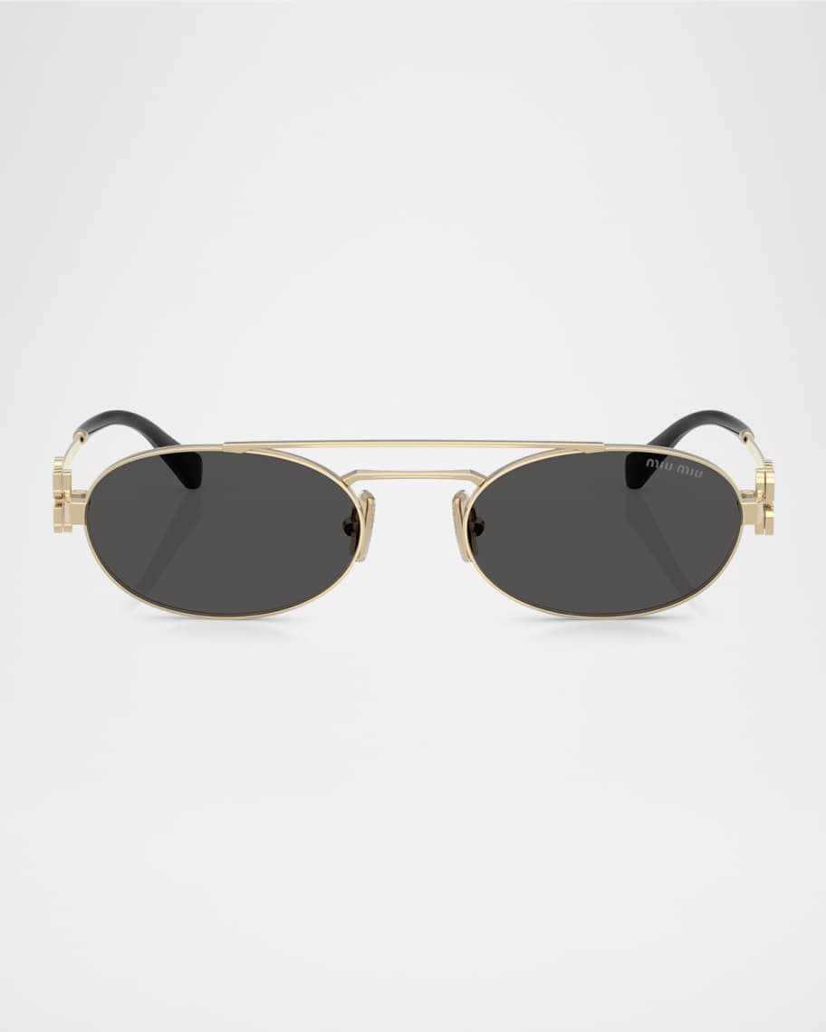 o o mi Miu Miu Logo Metal Oval Sunglasses | Neiman Marcus