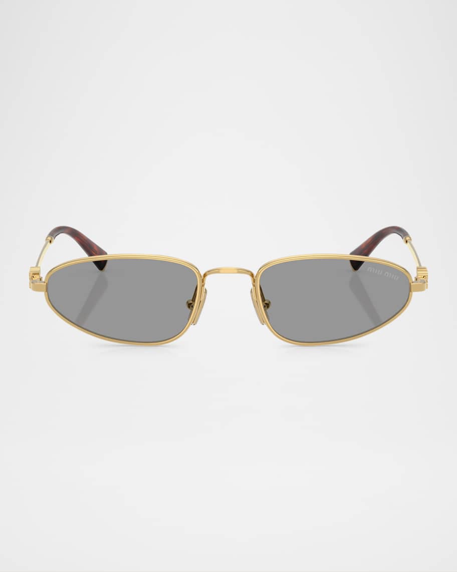Miu Miu｜ (5IC102 2F79 F0008) Miu Miu Logo Acetate Rectangle Sunglasses | Neiman Marcus