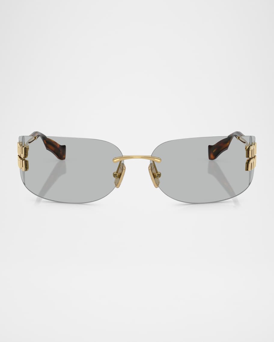 品質満点 Sunglasses Rectangle Metal Logo Rimless Miu Miu | Marcus Neiman 小物