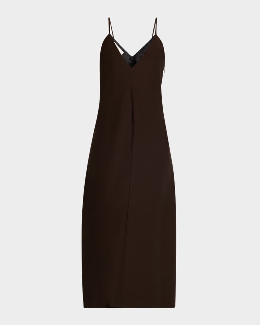 Co Plunging Sleeveless Midi Slip Dress Neiman Marcus