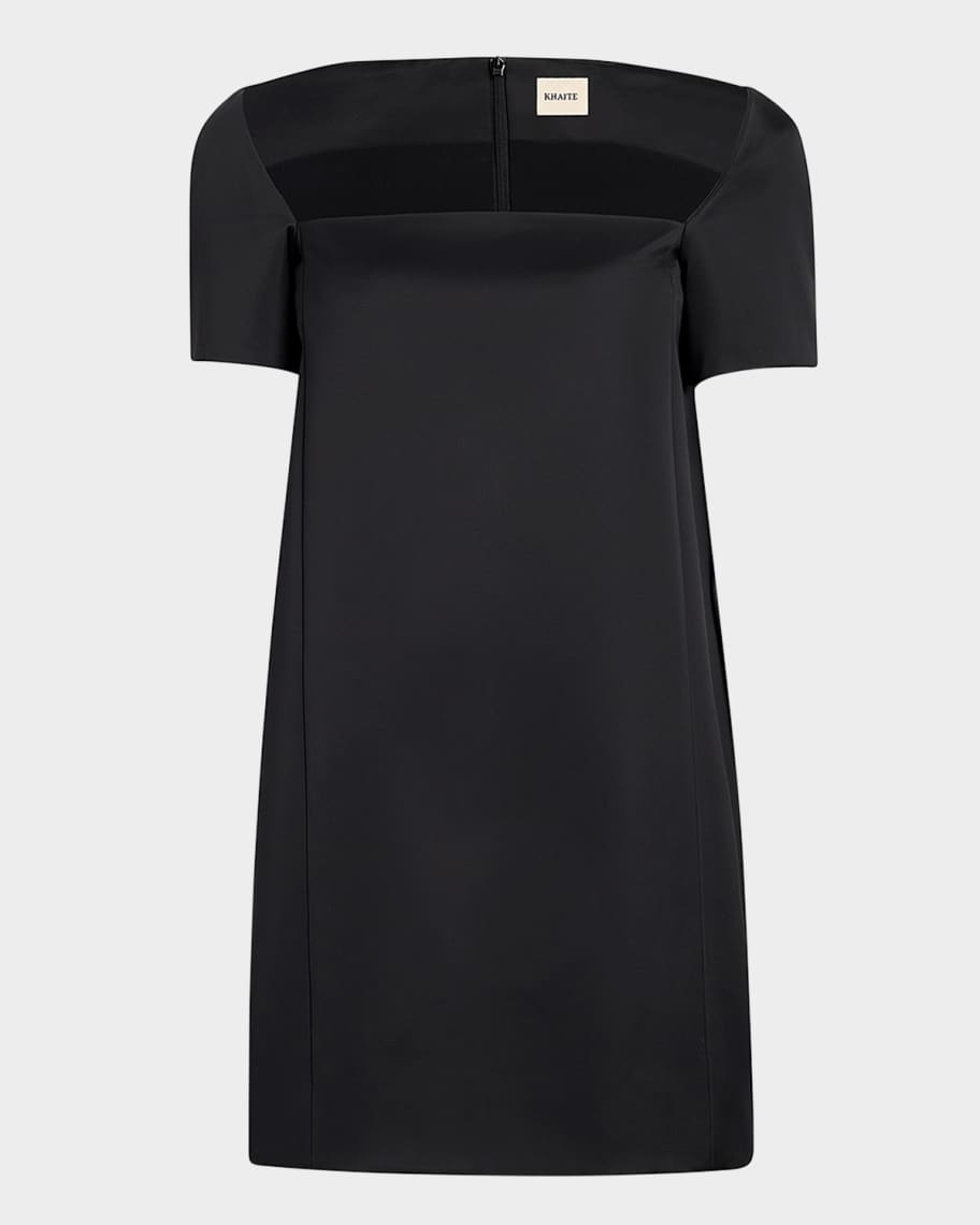 Khaite Benji Square-Neck Short-Sleeve Mini Dress | Neiman Marcus Khaite Benji Square-Neck Short-Sleeve Mini Dress