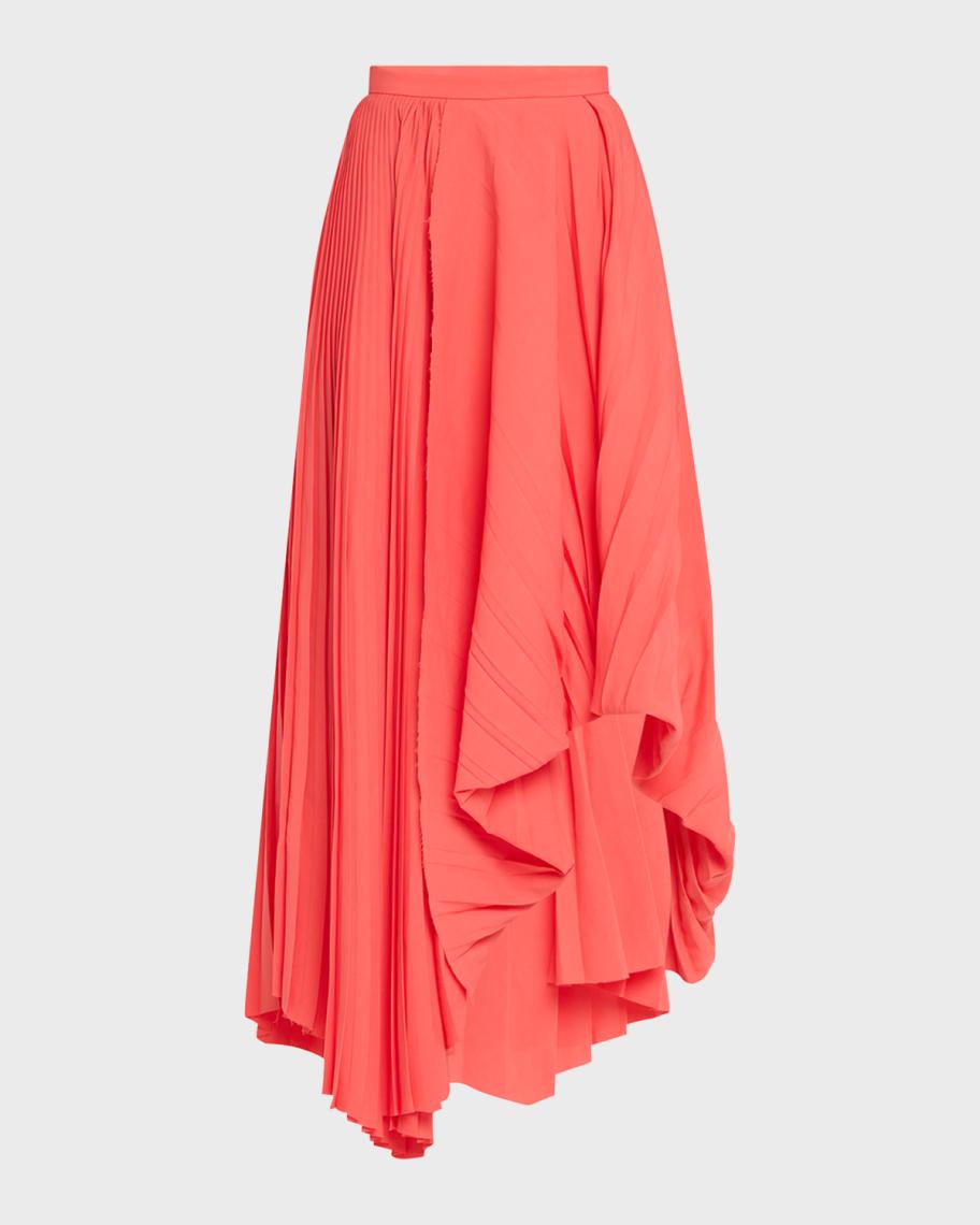 McQueen Pleated Asymmetric Draped Midi Skirt | Neiman Marcus