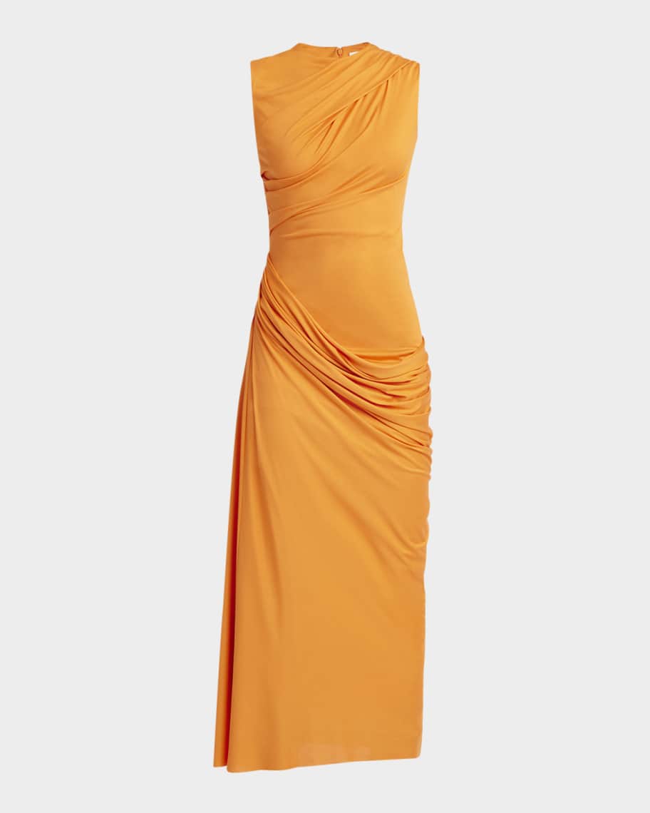 ワンピース Alexander Mcqueen Ivory Asymmetrical Draped Dress McQueen Asymmetric Draped Midi Day Dress | Neiman Marcus
