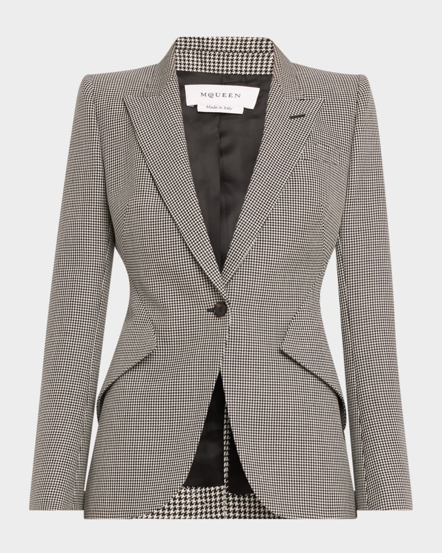 【関税込み】Single-breasted micro houndstooth blazer McQueen SIngle-Breasted Houndstooth Blazer | Neiman Marcus