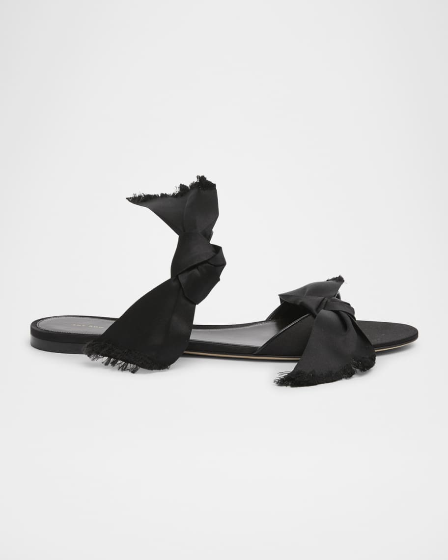 (New) The Row Vika シルクノット フラットスライドサンダル THE ROW Vika Silk Knot Flat Slide Sandals - Bergdorf Goodman