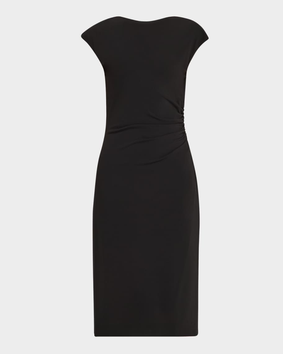 ワンピース EMPORIO ARMANI Woman Dress Black EW001536TE14039 UC001 Emporio Armani Ruched Boat-Neck Knee-Length Jersey Dress