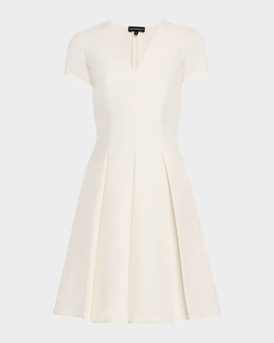 Emporio Armani Emma Pleated V-Neck Mini Dress | Neiman Marcus