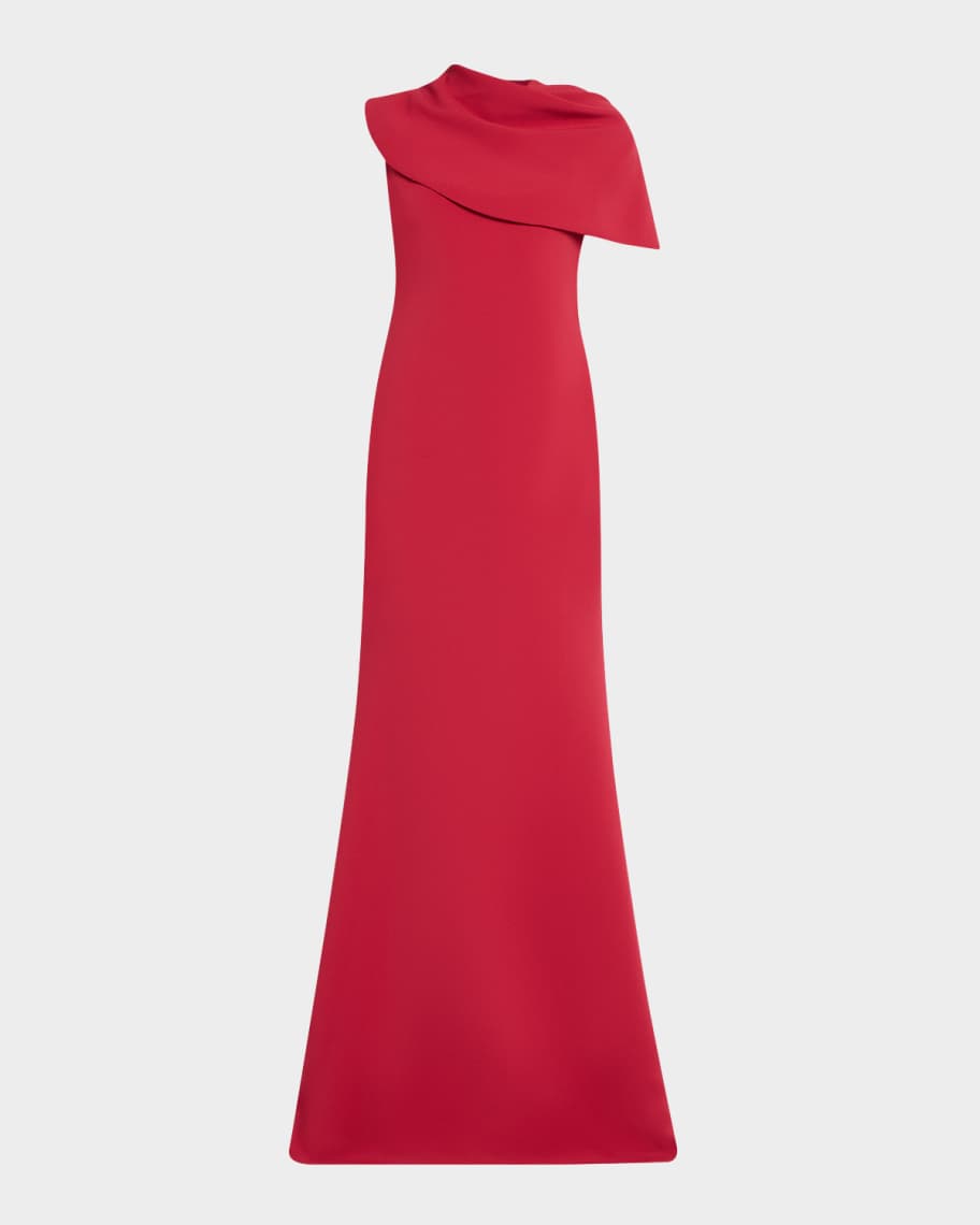 Badgley Mischka Draped A Line Gown Red
