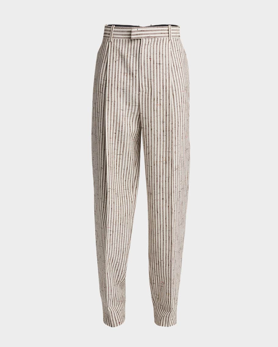 パンツ Bottega Veneta Wool Trousers With Thin Stripes BOTTEGA VENETA Striped wool-blend straight-leg pants | NET-A