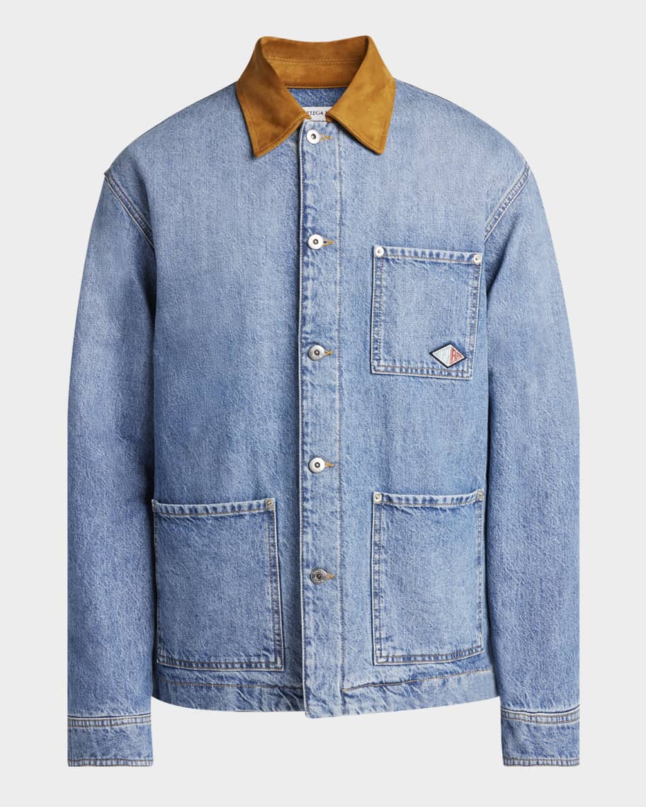 Bottega Veneta Men's Eco Wash Denim Blouson Jacket | Neiman Marcus