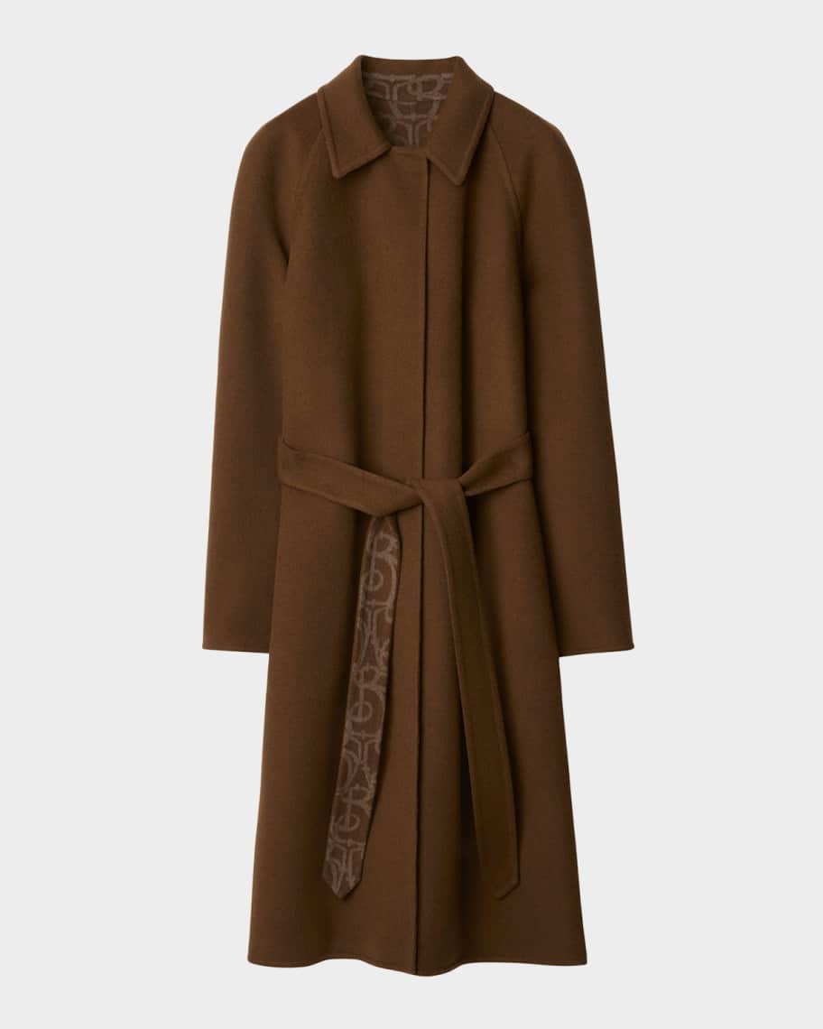 玄*口様 80s Burberry balmachan coat cashmer Burberry Wool-Cashmere Belted Long Coat With Monogram