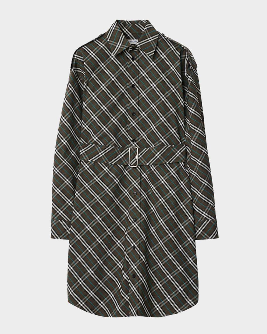 【関税＆送料込み】Burberry Belted Shirtdress Burberry Check Belted Long-Sleeve Shirtdress | Neiman Marcus