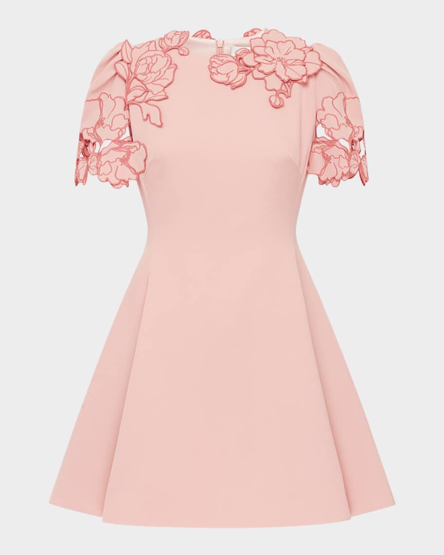LEO LIN Elyse Applique Fit-&-Flare Mini Dress | Neiman Marcus
