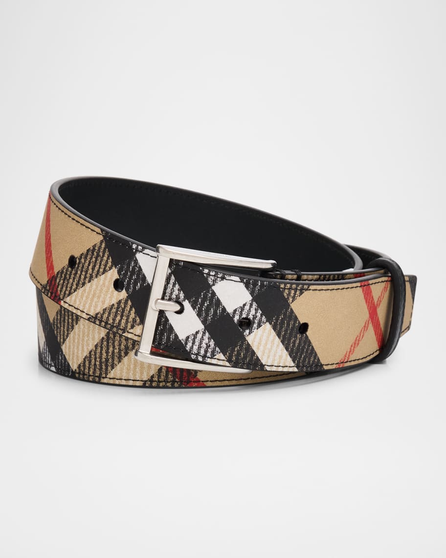 Burberry Men's Woven Check Belt | Neiman Marcus