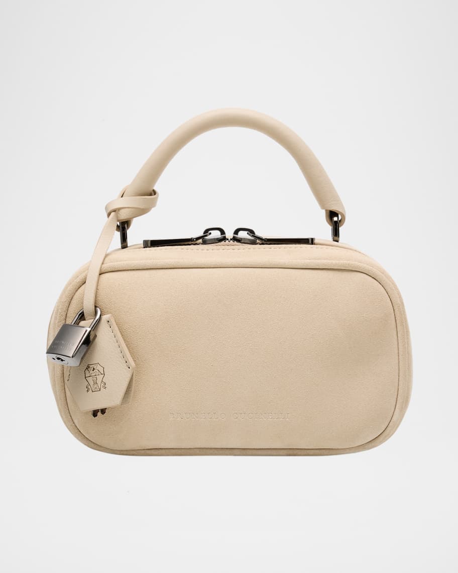 Brunello Cucinelli Mini Zip Suede Top-Handle Bag | Neiman Marcus