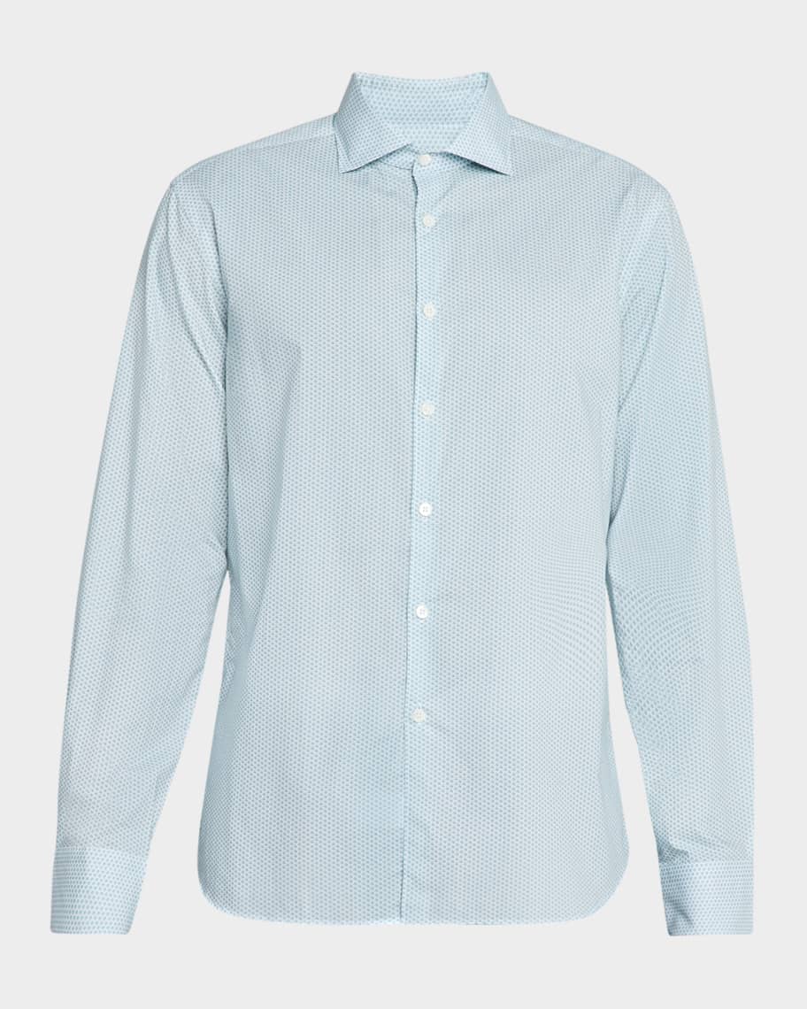 Canali Men's Micro-Geometric Sport Shirt