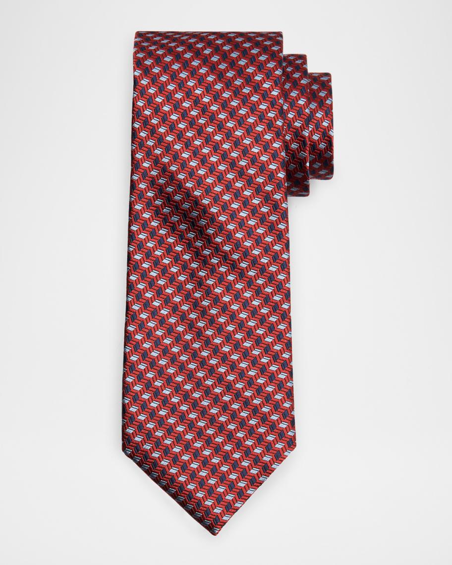 Canali Men's Stepweave Geometric Silk Tie | Neiman Marcus