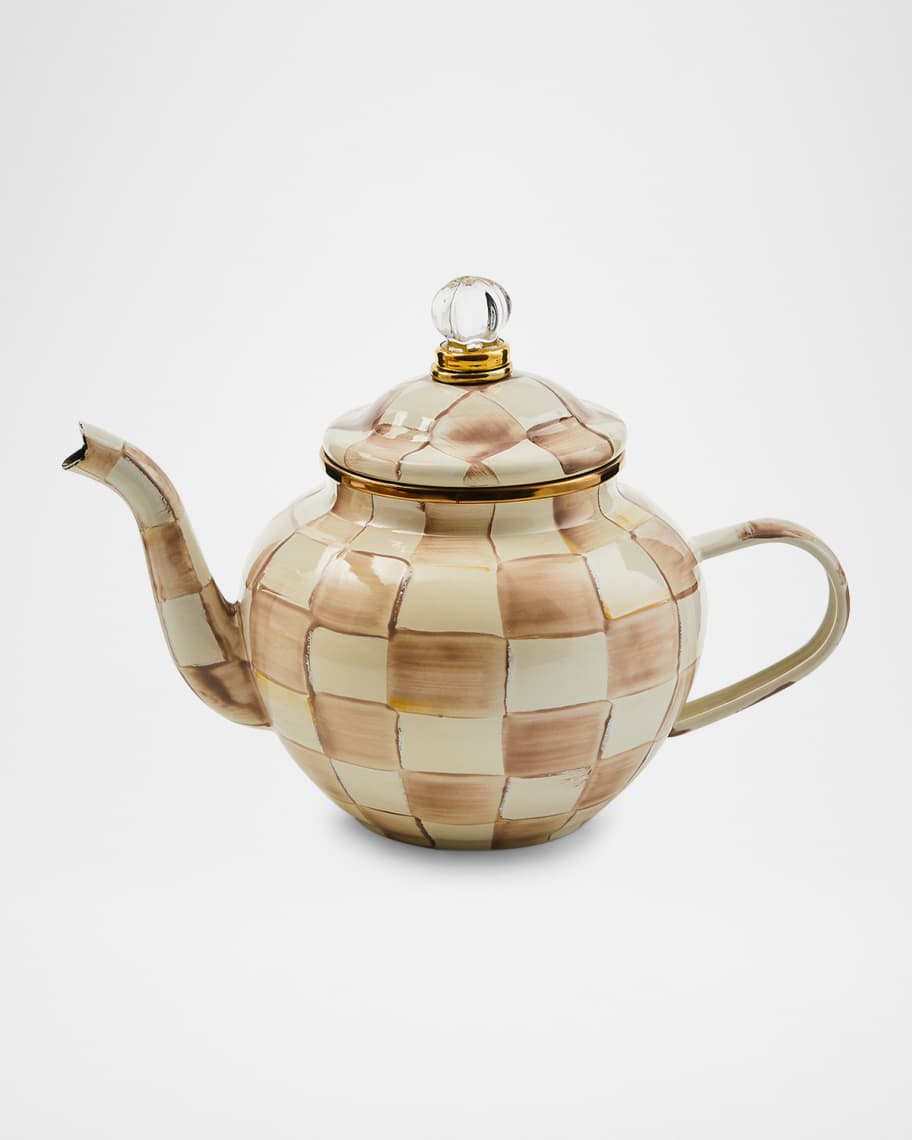 MacKenzie-Childs Mocha Check 4-Cup Teapot
