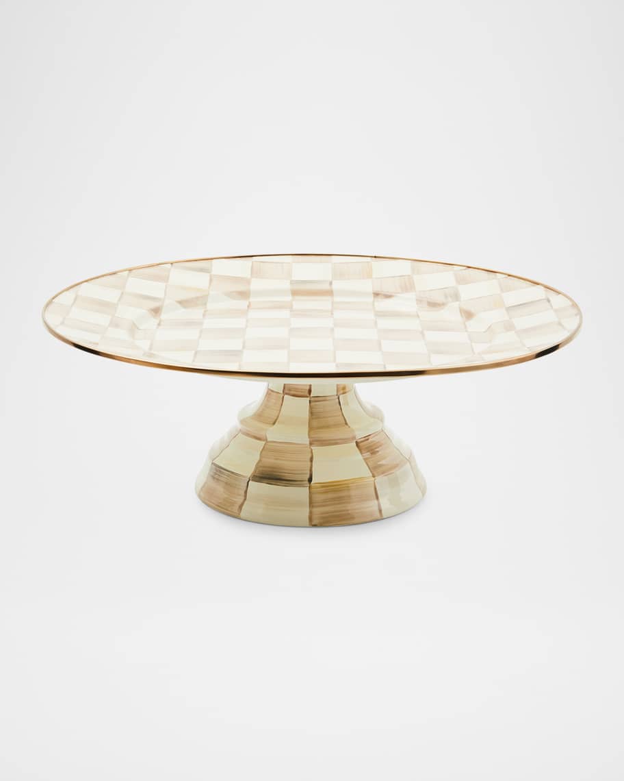 Mocha Check Large Pedestal Platter