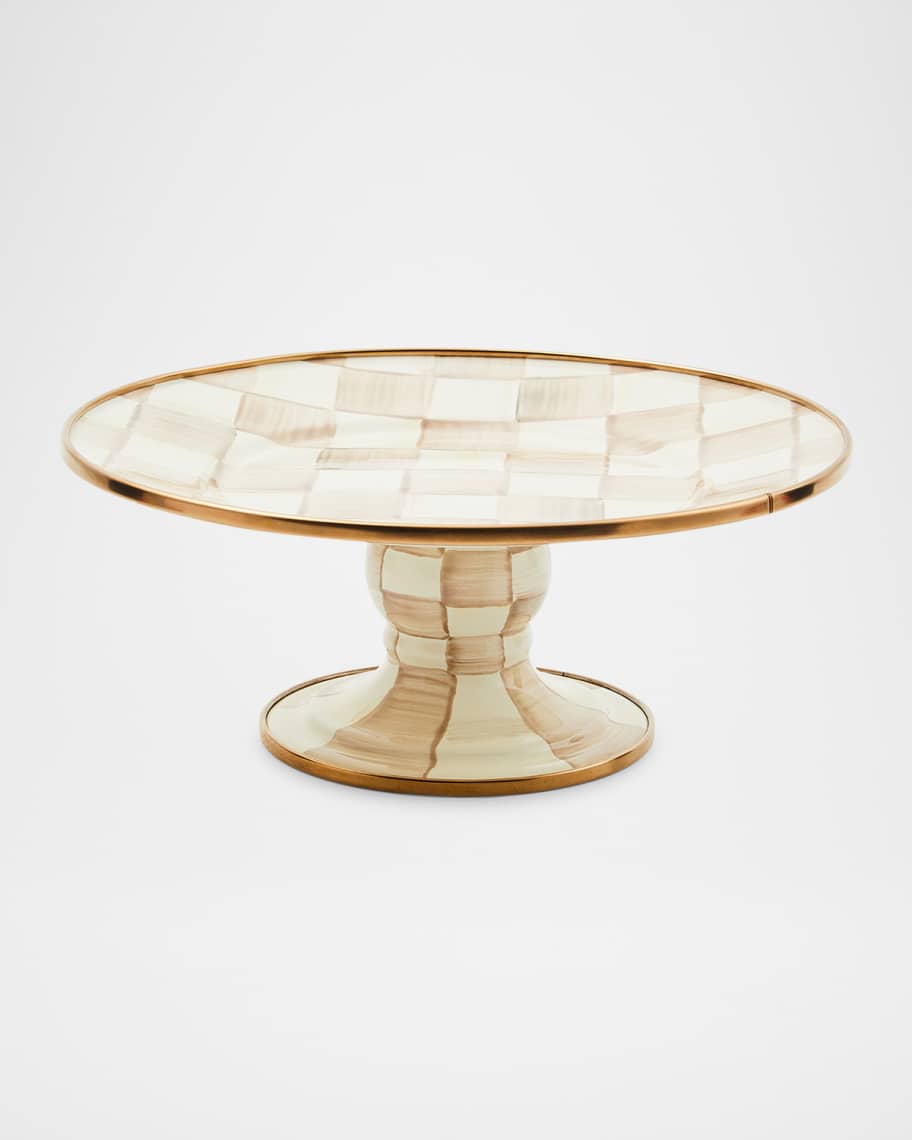 Mocha Check Mini Pedestal Platter