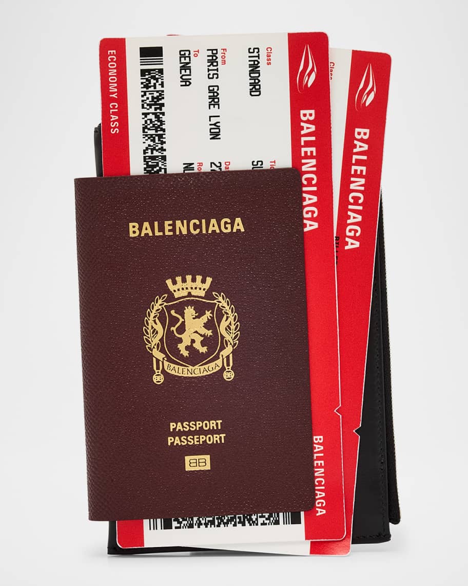 Balenciaga Men's Calfskin Passport Phone Holder | Neiman Marcus