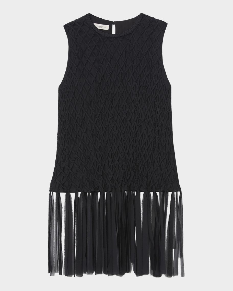 Lafayette 148 New York Smocked Fringe-Hem Blouse | Neiman Marcus