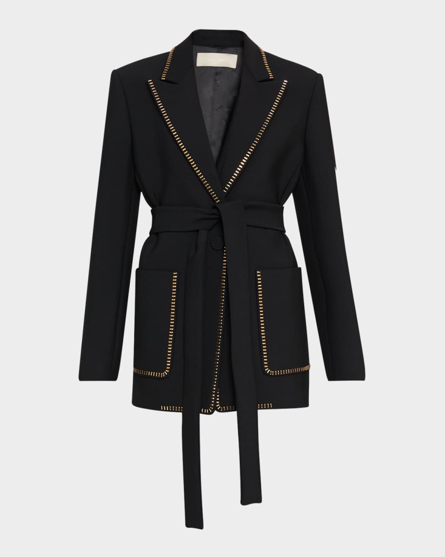 コート Elie Saab Wool embroidered coat Amazon.com: Elie Saab, Embroidered Wool Coat, S, Black