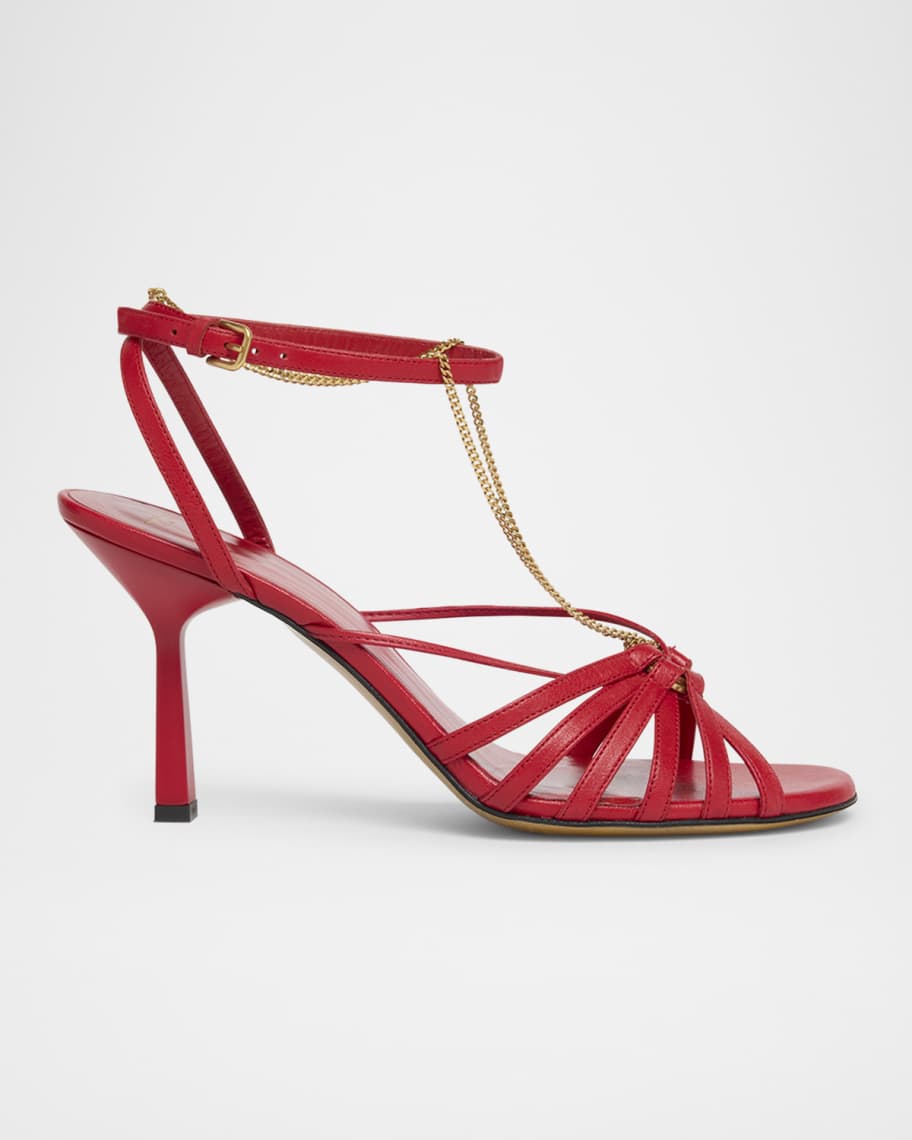 【送料&関税込】Golden Goose Heeled Sandals nico Golden Goose Nico Strappy Metallic Ankle-Chain Sandals