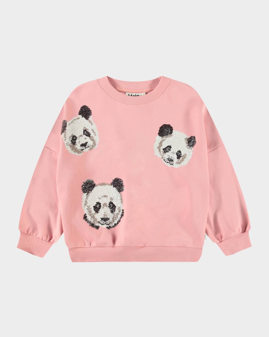 Molo Girl's Marika Panda Sequin Organic Cotton Sweatshirt, Size